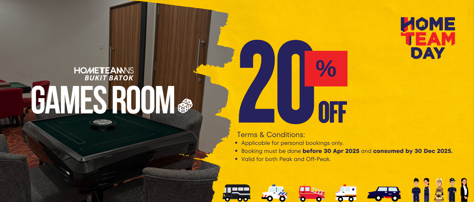 Home Team Day 2025, HomeTeamNS Bukit Batok Games Room 20% Promo